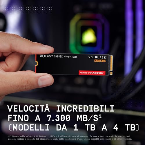 SN850X NVMe SSD 2TB (Fino a 7.300MB/s in lettura, fino a 6.600MB/s in scrittura, M.2 2280, PCIe Gen 4, SSD ad altre Prestazioni per Gaming) POWERED BY SANDISK - Hdd - Immagine 2