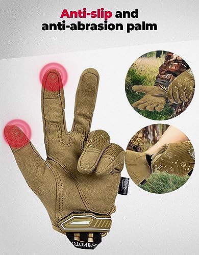 KEMIMOTO Taktische Handschuhe, Militär Einsatzhandschuhe mit Touchscreen, Tactical Gloves, Atmungsaktiv, Vollfinger, Outdoor Handschuhe für Bushcraft, Motorrad, Jagd und Security