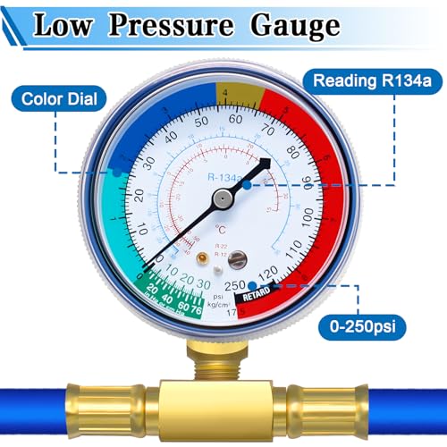 Image of Refrigerator Freon Recharge Hose Kit-R134a R12 R22 AC Refrigerant Charging Hose Set with BPV31 Bullet Piercing Tap Valve,R134a Self-Sealing Adapter, for Home AC Refrigerant System (Style 1)