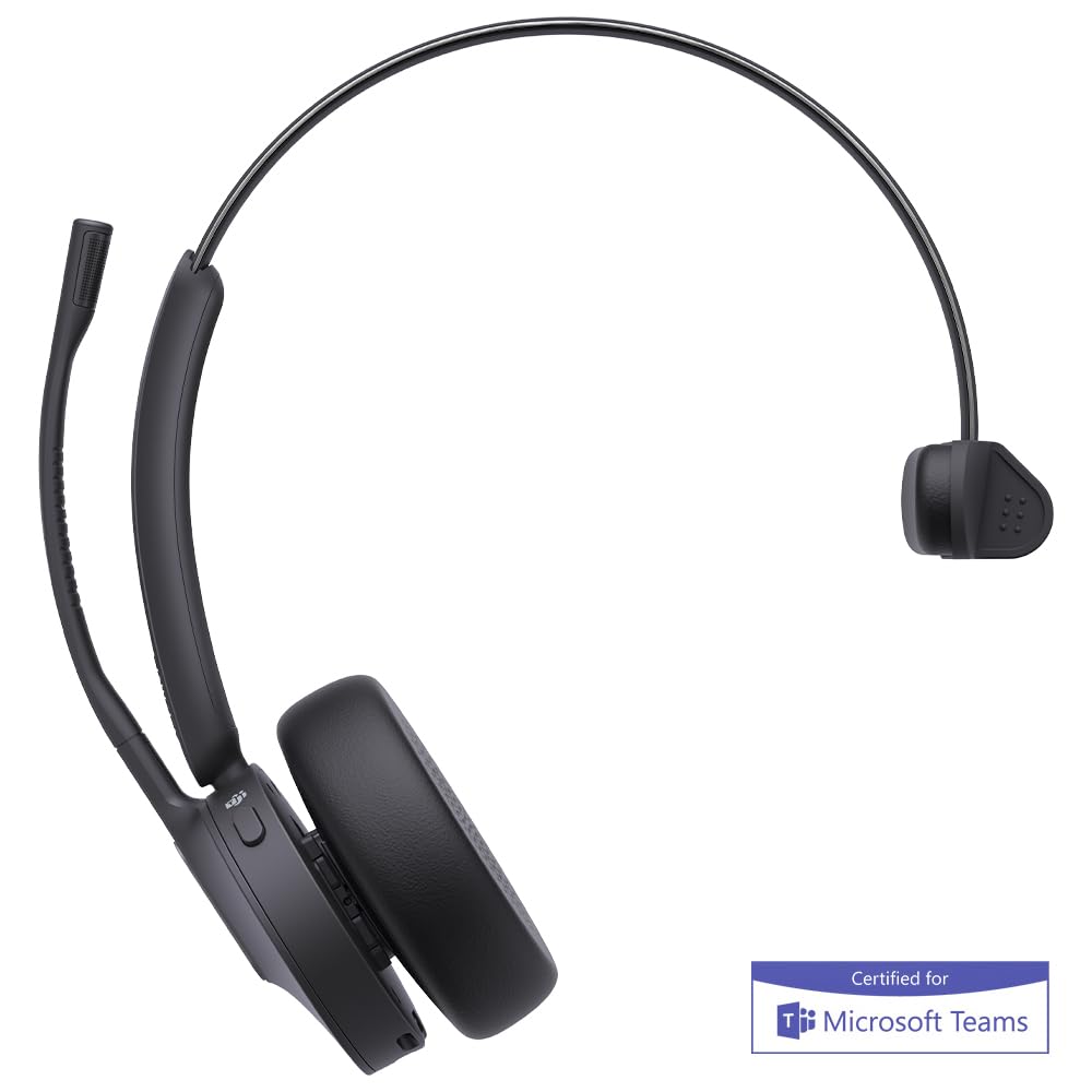 Yealink BH70 Mono bezprzewodowy zestaw słuchawkowy Bluetooth ze stojakiem ładującym i USB-C/A do połączenia z komputerem - certyfikowany dla zespołów