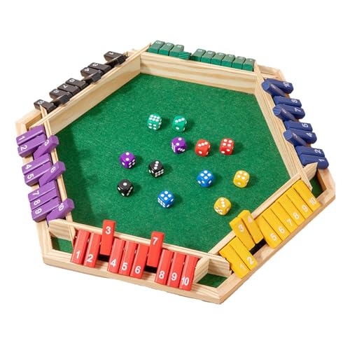 Genérico Juego Close The Box, Juego de Mesa de Dados para 6 Jugadores, Juego de Mesa de Madera, Juego de Viaje Familiar, Juego Divertido Close The Box, Juegos de Rompecabezas de Madera, Números