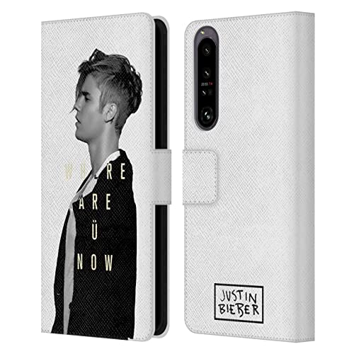 Head Case Designs sous Licence Officielle Justin Bieber Where are U Now Objective B&w Coque en Cuir à Portefeuille Compatible avec Sony Xperia 1 IV