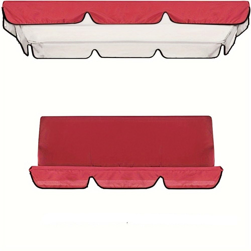 WJJKJH Swing Canopy Cover Set, 210D Oxford Waterproof Patio Swing Top and Bottom Cover, UV Sun Shade Replacement for 2-3 Seat Garden Swing(Red,420D：195 * 125 * 15cm)