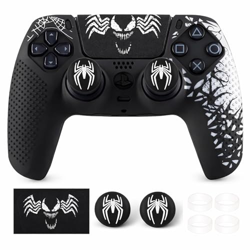 Image of DEADSKULL - Spidy Edition Protective Cover Case Compatible with DualSense Anti-Slip PS5 Remote Skin, PS 5 Controller Accessories,Silicone Sleeves Set (Black & White)