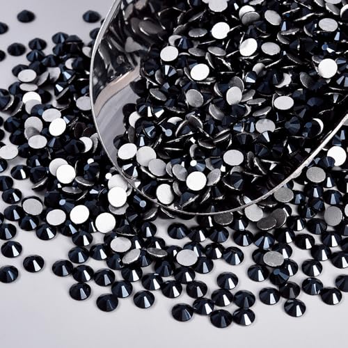 Image of 1440pcs Flat Back Crystal Rhinestones for Nail Art Crafts Bedazzling Kit Diamonds Set Clear Rhinestones for Clothes 0.14 inch 3.8mm SS16 Jet Black Shine