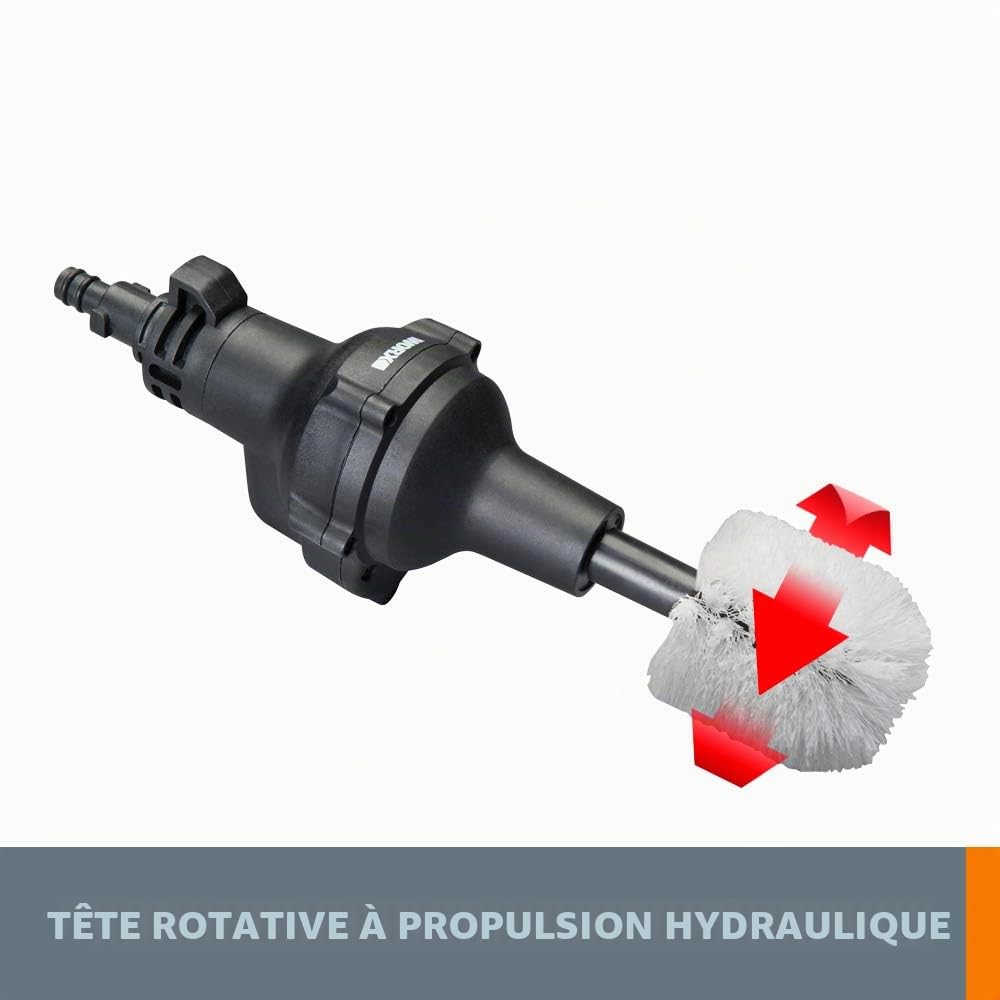 WORX Hydroshot WA4042 Brosse de Nettoyage rotative à dégagement Rapide Noir