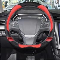 Auto Stuurwiel Covers Voor Citroen C3 C3-XR 2015-2019 Voor C4 2016-2019 D Vorm Auto Stuurhoes Auto Accessoires Stuurhoes Auto (Kleur : WIJN ROOD