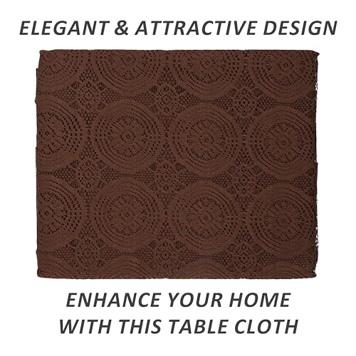 Image of Kuber Industries Circle Design Cotton 6 Seater Dining Table Cover (Brown, CTKTC32649)