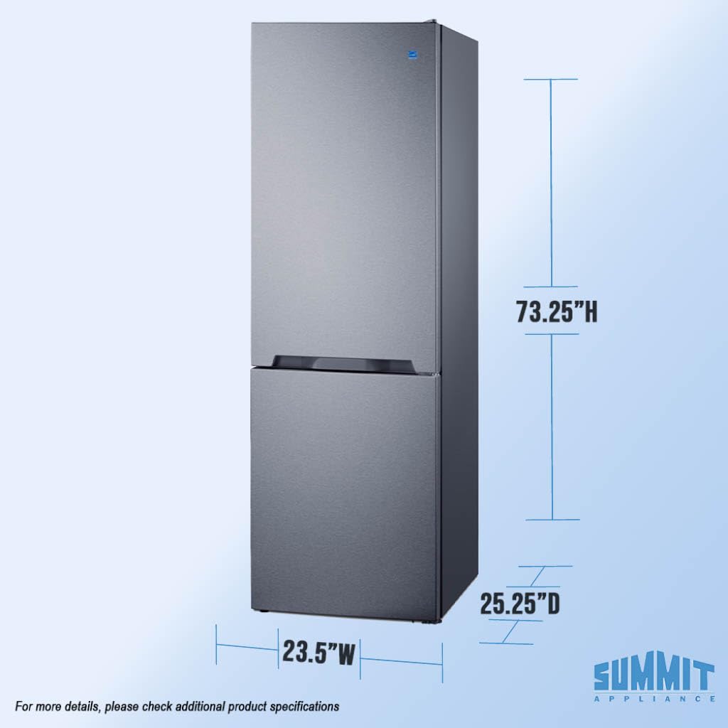 Summit 24" Bottom Freezer Refrigerator, Counter Depth Refrigerator- Freezer, Energy Star, Stainless Steel - FFBF124SS (Right Hand Door)