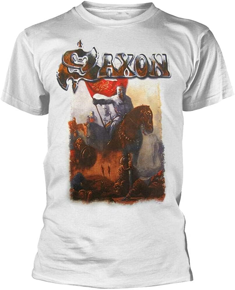 Quwomu Men's White Saxon 'Crusader' (White) T-Shirt - New & Official