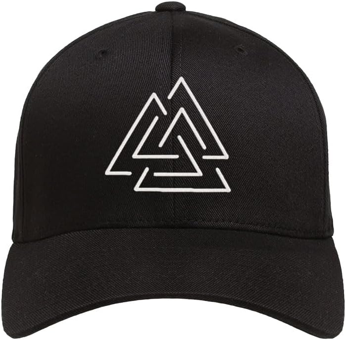 Valknut The Symbol of Odin Men Women Embroidered Cotton Hat Adjustable Strapback Baseball Cap Black
