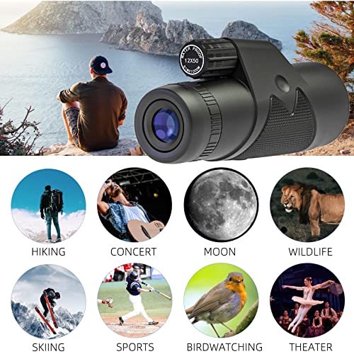 Telescopio monocular HD 12x42 impermeable con trípode para móvil 4