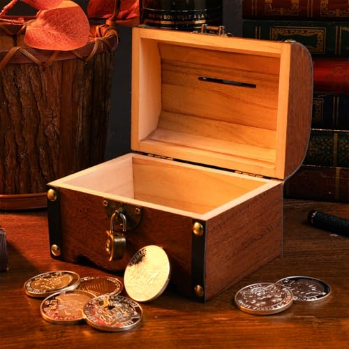 Small Wooden Treasure Chest Boxes Retro Treasure Chest Storage Box with Lock& Keys Bank Box Birthday by Sewroro - Image 2