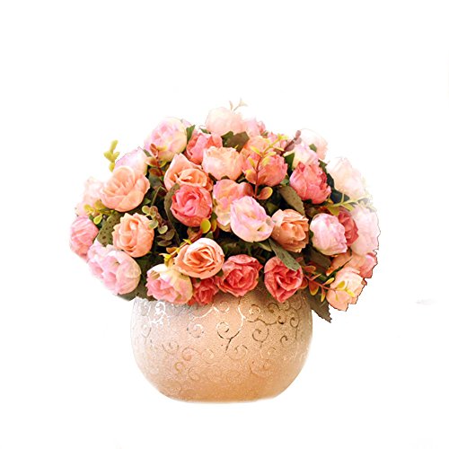 TELLM Artificial set continental flowers Roses home living room table decoration decorations vase