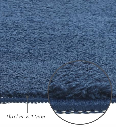 Image of Obsessions Large Indoor Polyester Carpet with Solid Pattern Felt Backing, Ideal for Bedroom & Living Room 160x230cm, Blue