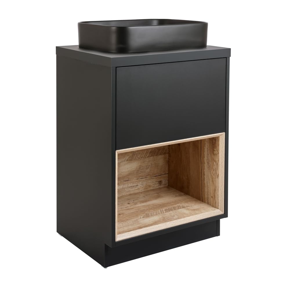 Milano Black Grey Unit / Graphite Basin Bexley Black Grey 600Mm Led Lit Bathroom Vanity Unit Rectangular Graphite Countertop Basin
