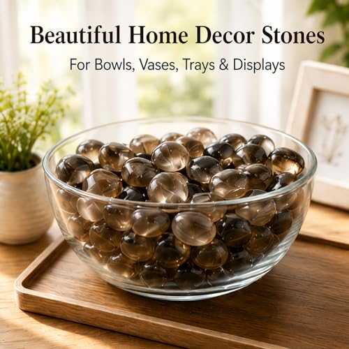 Image of Polished Stone Set Smoky Quartz Crystals, Handpicked Tumbled Gemstones Rocks, Pebbles for Reiki, Chakra, Healing, Home Decor 0.6 inch Inches 7 Ounces