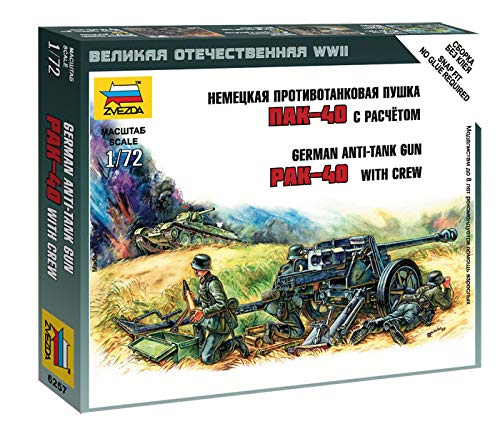 Zvezda Models 1/72 German Anti Tank Gun Pak-40 with Crew Model Kit