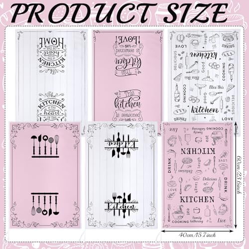 Image of Bencailor 6 Pcs Pink Kitchen Towels Decorative Sets Dish Towels Absorbent Fast Drying Hand Tea Vintage Hanging Reusable Cleaning Dishcloths for Cooking Farmhouse Bathroom Accessory