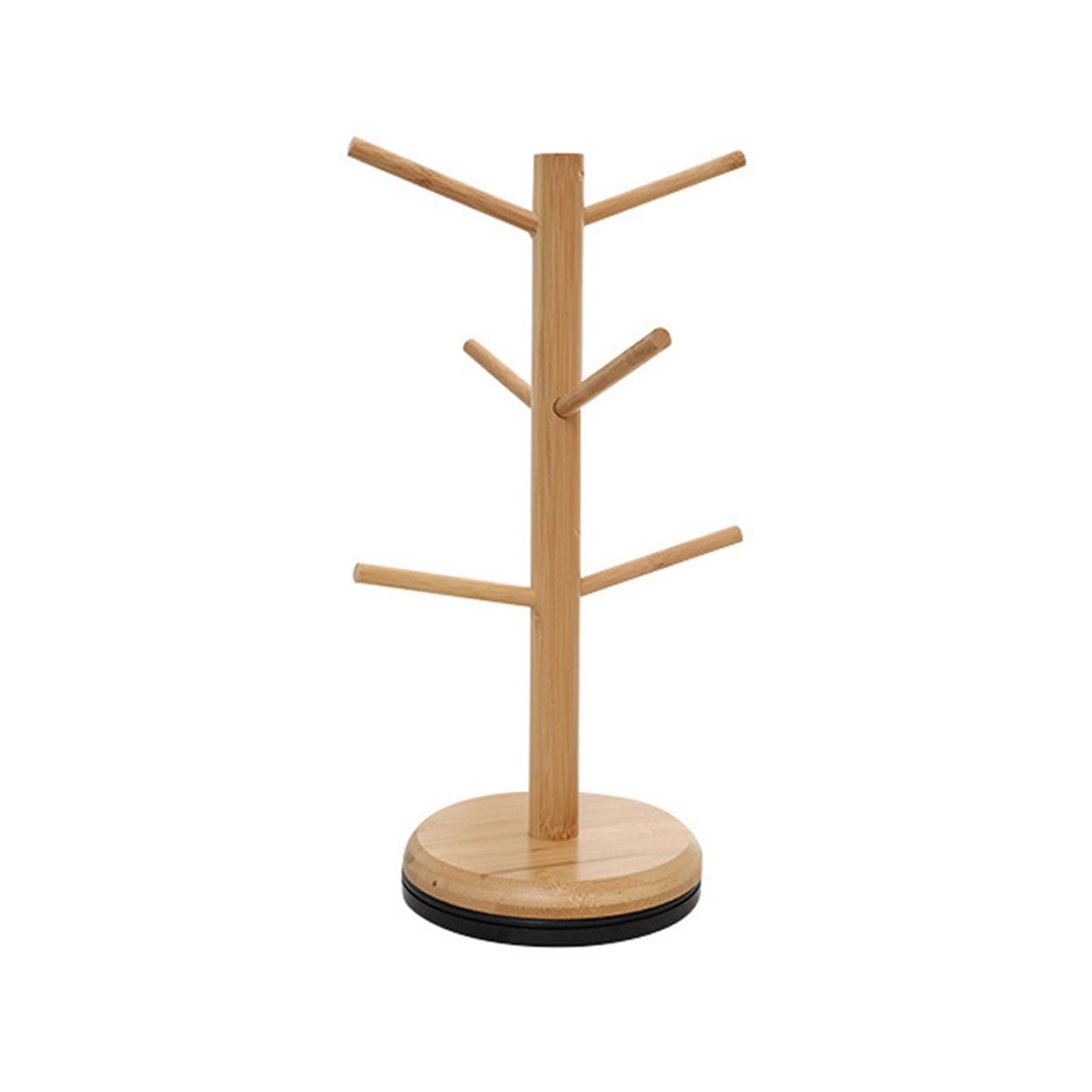 Buxuaaaa Log Color Wood Cup Holder Organizers Cup Display And Storage Racks Tree Shape Wooden Countertop Storage Solution Display Stand
