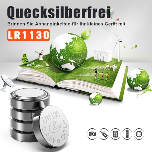 GutAlkaLi 40 Stück AG10 LR1130 1.5V Alkaline Knopfzelle Batterien ohne Quecksilber