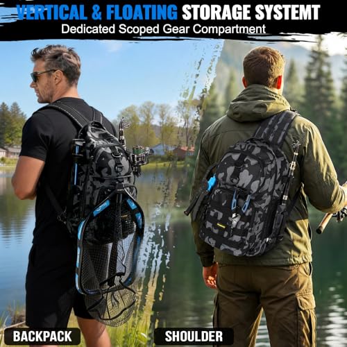 Image of PLUSINNO Fishing Gear-Fishing Rod & Fishing Backpack, Fish Net,Tackle Box