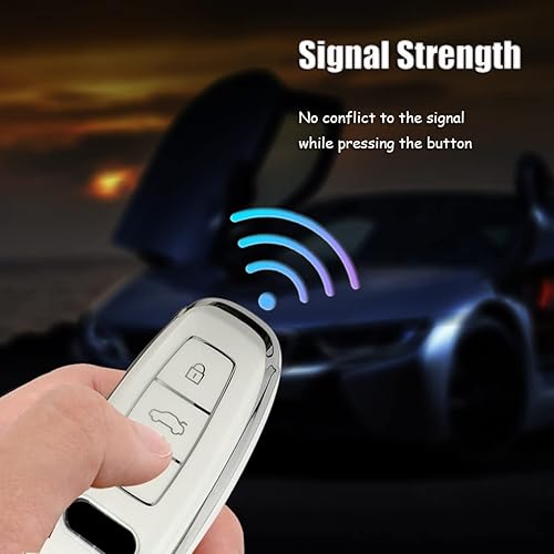 Miniatura 4 de ontto Funda para llavero de automóvil compatible con 2019 2020 A6 A6L A7 E-Tron A8 Q8 Key Box Remote Cover Negro