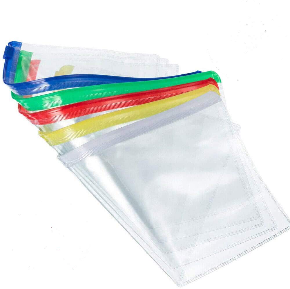 20 fundas para documentos de oficina o escuela, con cierre ZIP, A4, A5, fundas para documentos, carpetas de respaldo, camisas, bolsas de plástico, color azul A4