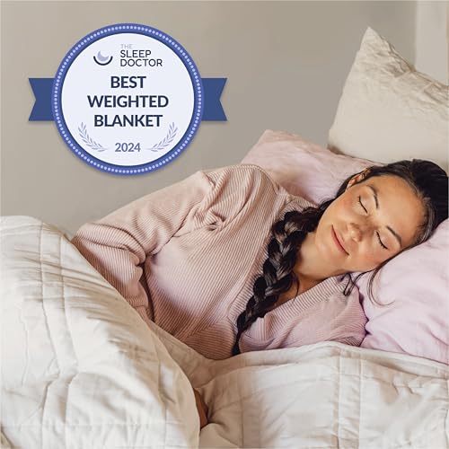 Image of Baloo Weighted Blanket for Adults 20 lb Full /Queen (Pebble White, 60 inchx80 inch) | Cool & 100% Cotton | Machine Washable & Dryer Safe | Glass Microbead Fill