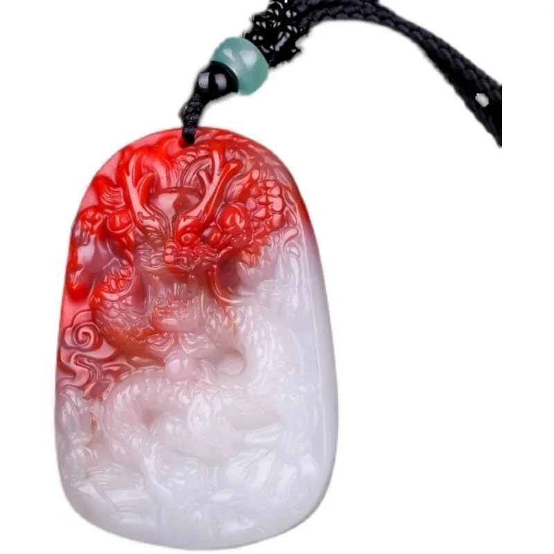 翡翠製ドラゴンモチーフペンダント 翡翠 ネックレス メンズ 大ぶり 50cm アクセサリー 本ひすい