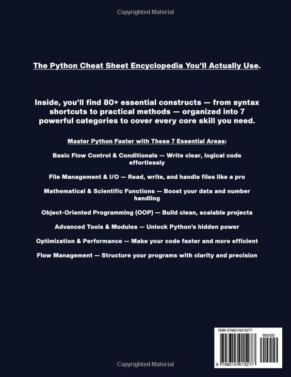 Image of Python Cheat Sheet Encyclopedia: The Fastest Way to Learn and Use Python Without Getting Overwhelmed