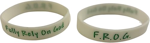 Biblebanz F.R.O.G. Pulseras que brillan en la oscuridad Pulseras totalmente confiadas en Dios (paquete de 50) pequeñas de 7 pulgadas