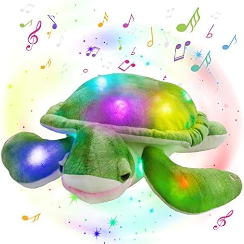Glow Guards 14'' Light up Musical Sea Turtle Stuffed Animal Ocean Life Soft Plush Toy Pillow with Lullabies LED Night Lights Singing Children's Day Birthday Gifts for Toddler Kids Cover