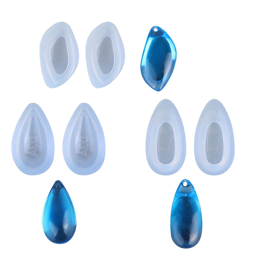 Kerdejar Clear Silicone Molds,6Pcs 3 Shapes Teardrop Diy Earrings Necklace Pendant Mold Resin Casting Art Craft Epoxy Resin Jewelry Making Tools