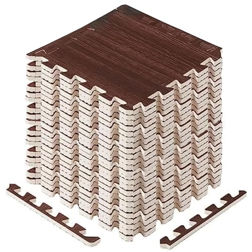 Yes4All EVA Interlocking Mats, Puzzle Floor Tiles, Foam Floor Padding with Border for Furniture, Home Space, Living Room, Garage 11,22,32 SQFT