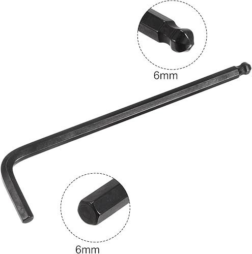 Miniatura 3 de uxcell Llave hexagonal de extremo de bola de 0.236 in, herramienta de reparación CR-V de brazo largo en forma de L, negro