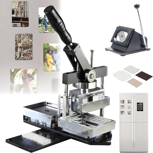 3x2 Inch Refrigerator Magnet Maker Machine Kit, DIY Photo Magnet Press with Paper Cutter, 100 Supplies, 100 Photo Paper, Magnets Making Machine, Create Rectangle Fridge Magnets (80x53mm kit)