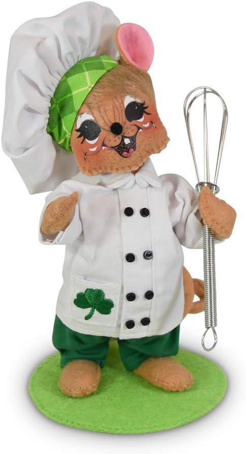 Annalee Dolls 2020 St. Patrick's Day 6in Shamrock Chef Mouse Plush New with Tags