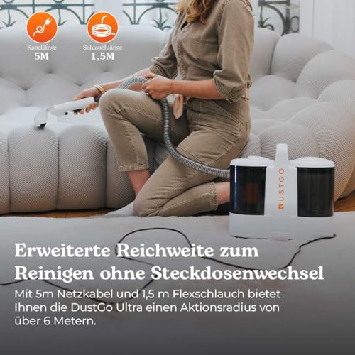 DUSTGO Spot Cleaner 600 W – kompakter Fleckensauger/Polsterreiniger mit abnehmbarem Wassertank, für Couch & Teppiche, Auto-Innenraum & Treppen