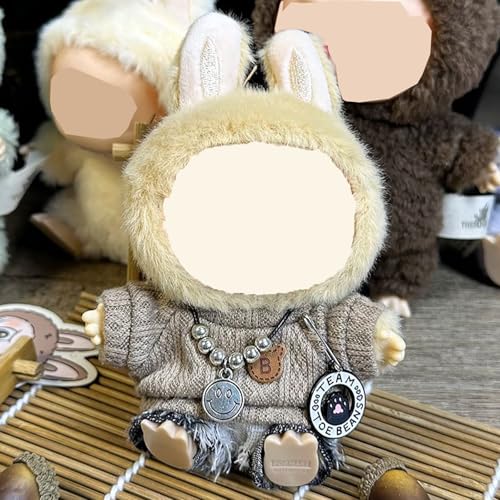 Image of Cool Doll Costume Compatible for Labubu, Plaid Knitwear + Trendy Charms – Stand Out in The Doll World Perfect for Collectors
