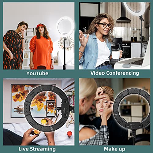 RAUBAY 45,7 cm LED-Ringlicht mit Schreibtischhalterung und Telefonhalter, Selfie Kreis Licht mit Ständer, C-Klemme für… – Bild 7