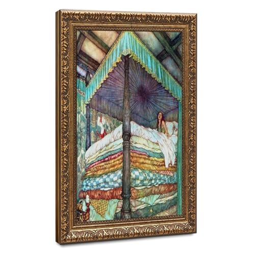 Impression sur toile princesse au pois Dulac conte Andersen déco murale suspendue