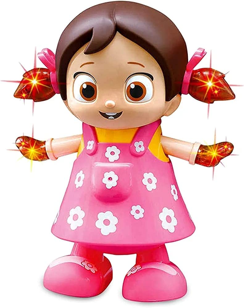Sheru Funland Musical Funny Dancing Doll Toy for Kids with Colorful 3D Light Effects and Music, Gift for Girls, Pink