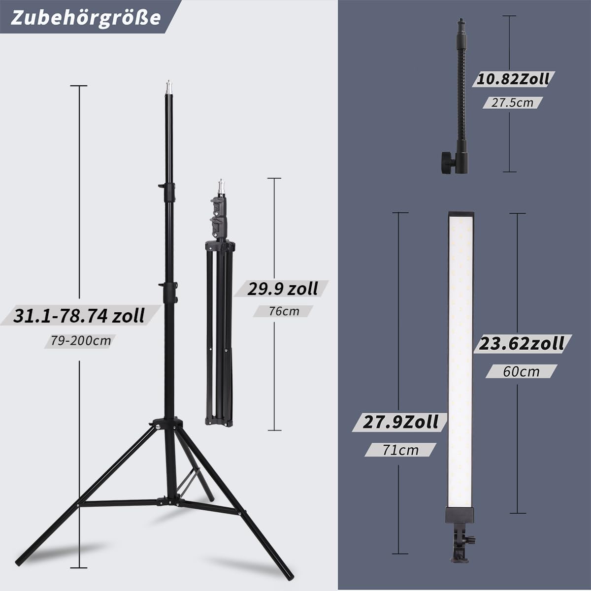 Fotostudio - Set di illuminazione a LED con custodia, flessibile, per bellezza, sopracciglia, tatuaggi, trucco, odontoiatria, ciglia, ritratti, luce di riempimento