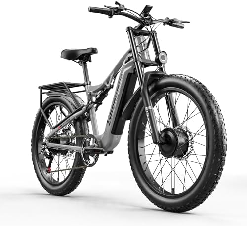 Shengmilo-S600 26” Electric Bike for Adults, 2000W Dual Motors Ebike, 31MPH, 48V 17.5AH Samsung Battery, E-Mountain Bicycle, Full Suspension Double Shoulder Fork & DNM Rear Shock, LCD Color Display