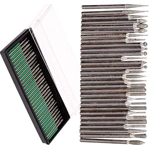 Image of DIY Crafts 30 Pieces Rotary Tool Bits - Diamond Tipped Deburring and Engraving Set - For a Range of Surfaces in a Variety of Sizes (Shape No # 1, Diamond Burr)