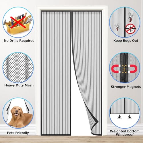Moustiquaire pour porte-fenêtre 160x224 cm bloquant les mouches été