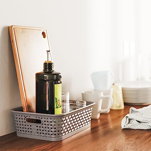 Fucdtefc Organization And Storage, 12 Pcs Plastic Storage Basket With Handles, Plastic Storage Bins For Organizing, Organizer Baskets For Closet, Pantry, Bath Toy, Shelf #TOP6