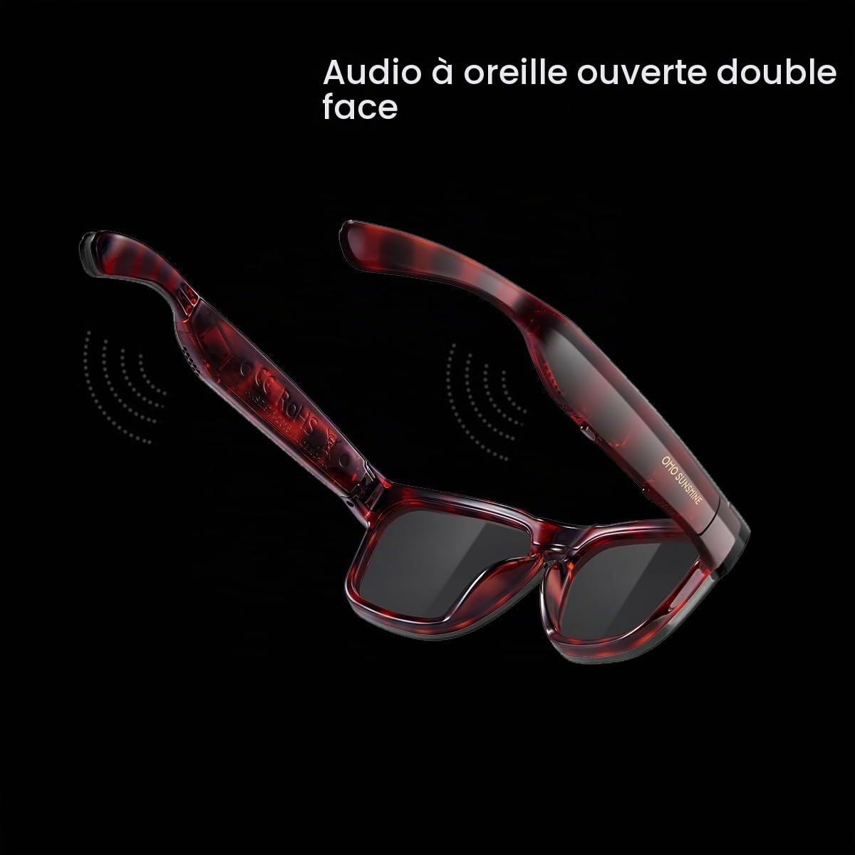 OhO sunshine Bluetooth Audio Sunglasses, Lightweight Open Ear Sport Glasses, 10H Playtime, UV400 ANSI Z87.1, Water Resistant with Voice Control