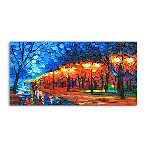 Tableau sur verre 100x50 cm Coloray Night light park pour décoration murale de salon